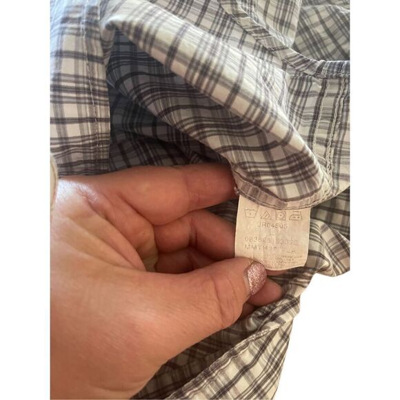 Wrangler Men's White & Gray Short Sleeve Plaid Button-Up Shirt Size L - Picture 5 of 11